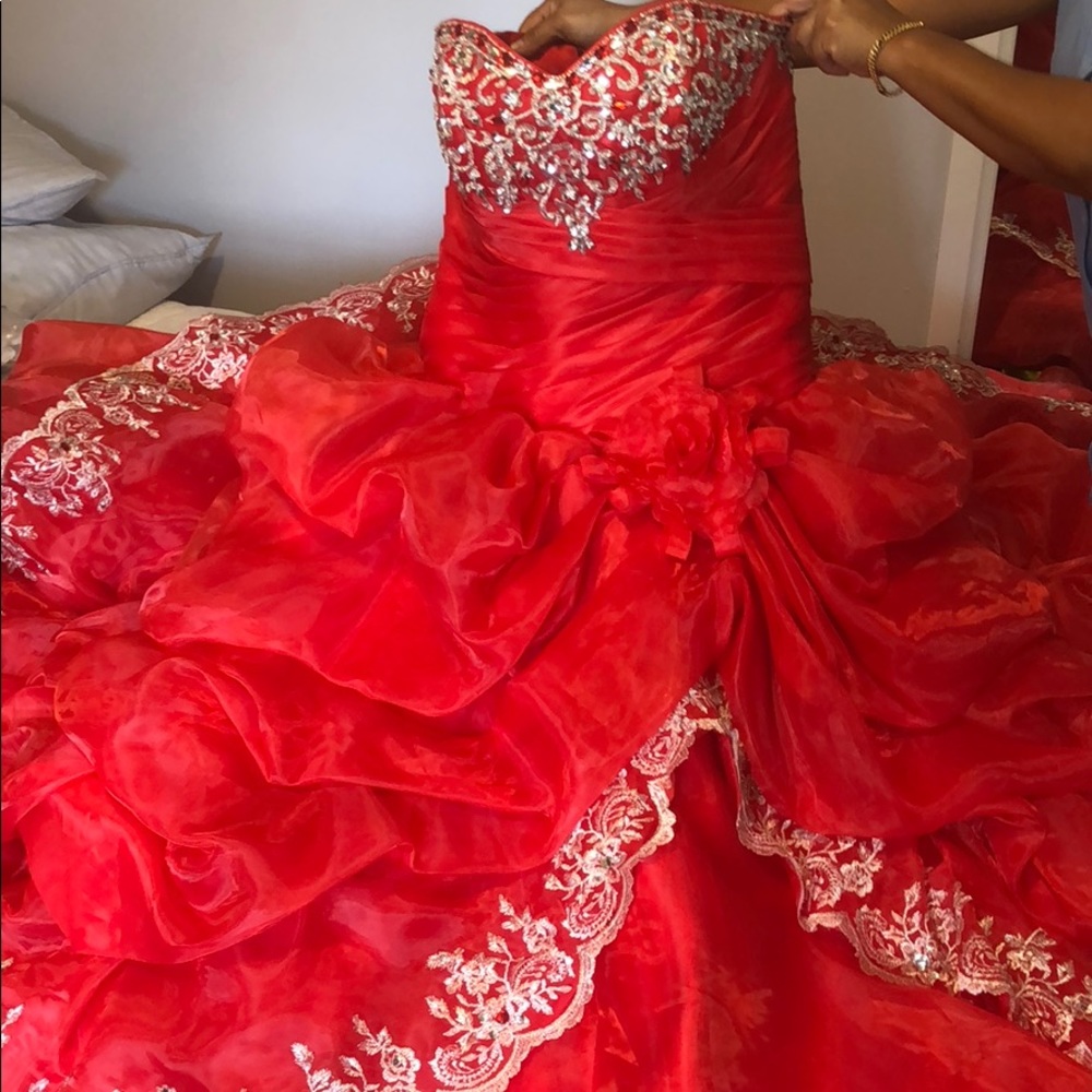 Red quinceañera dress